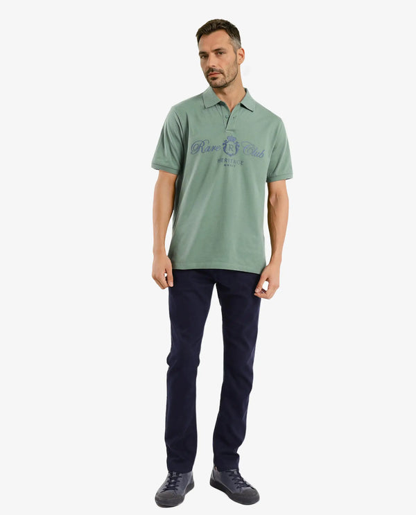 Rare Rabbit Men Rem Green Cotton Fabric Short Sleeve Regular Fit HD Print Branded Polo