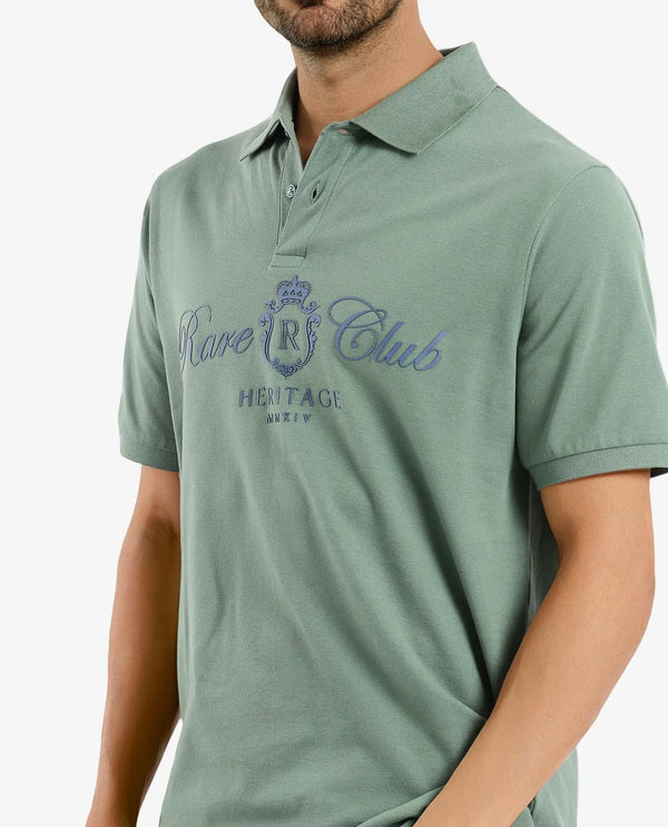 Rare Rabbit Men Rem Green Cotton Fabric Short Sleeve Regular Fit HD Print Branded Polo