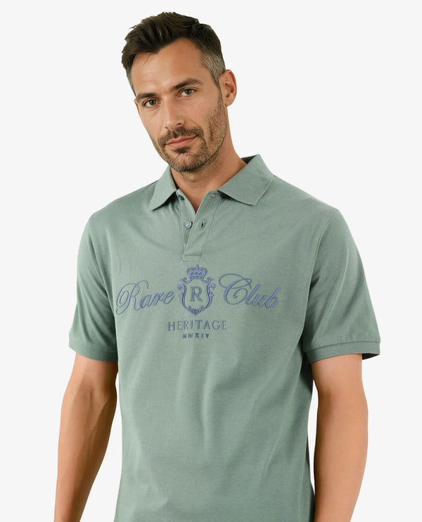 Rare Rabbit Men Rem Green Cotton Fabric Short Sleeve Regular Fit HD Print Branded Polo