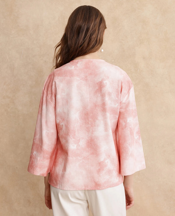 Rareism Women Remis Dusky Pink Bell Sleeves Top