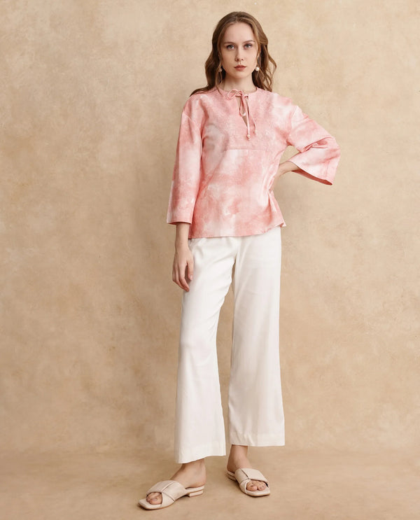 Rareism Women Remis Dusky Pink Bell Sleeves Top