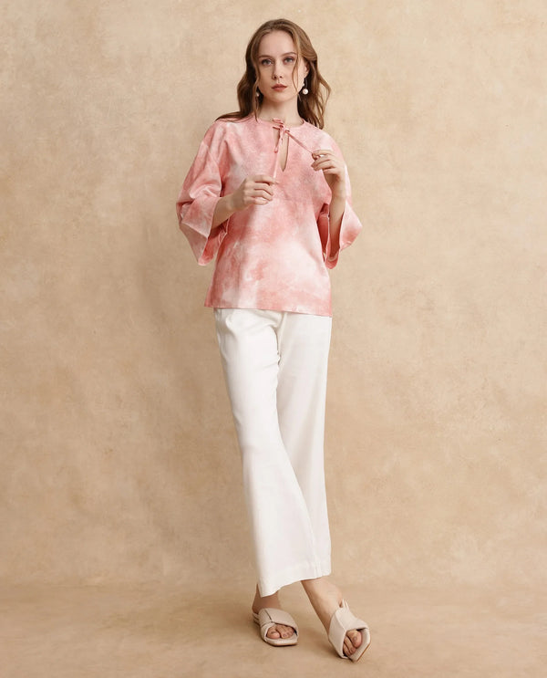 Rareism Women Remis Dusky Pink Bell Sleeves Top