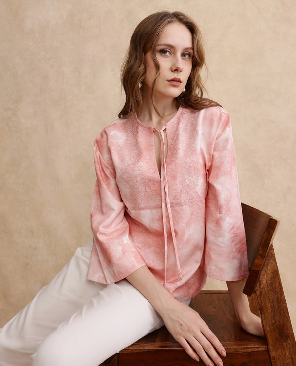 Rareism Women Remis Dusky Pink Bell Sleeves Top