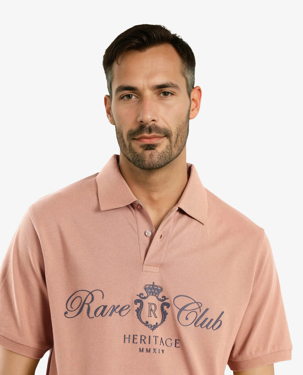 Rare Rabbit Men Rem Light Brown Cotton Fabric Short Sleeve Regular Fit HD Print Branded Polo