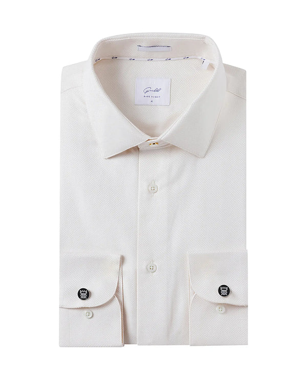 Rare Rabbit Men Renil Off White Cotton Fabric Full Sleeve Regular Fit Dobby Formal Shirt