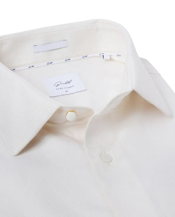 Rare Rabbit Men Renil Off White Cotton Fabric Full Sleeve Regular Fit Dobby Formal Shirt