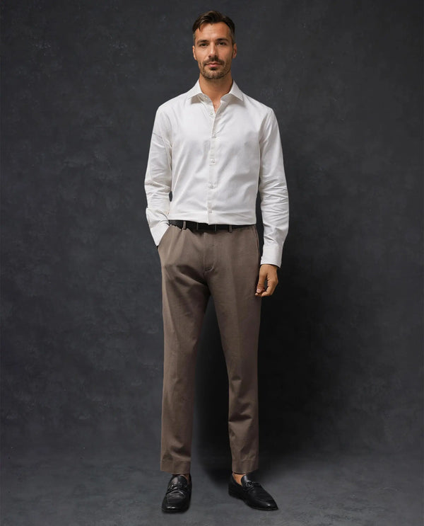 Rare Rabbit Men Renil Off White Cotton Fabric Full Sleeve Regular Fit Dobby Formal Shirt