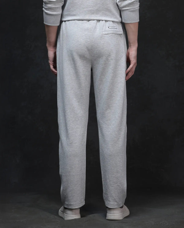 Rare Rabbit Men Renk Melange Grey Modal Fabric Drawstring Closure Baggy Fit Plain Track Pant