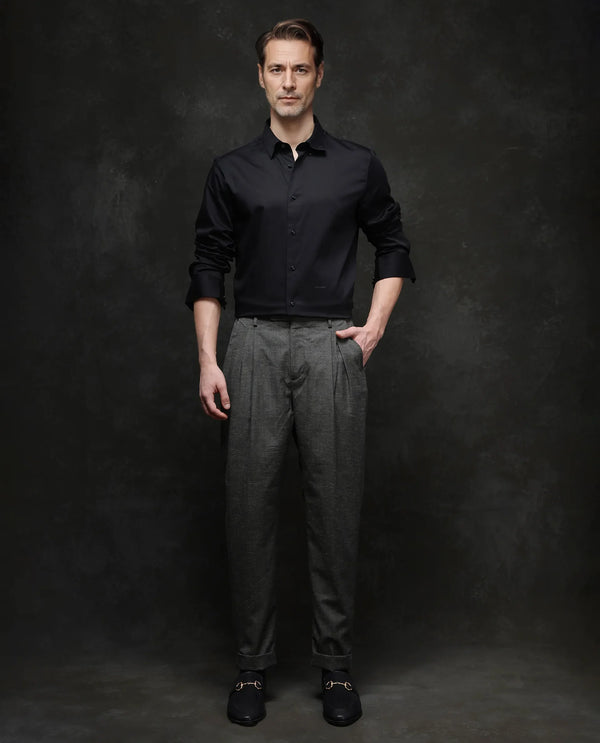 Rare Rabbit Men Renot Dark Green Cotton Blend Fabric Pleated Front with Adjustable Waistband Regular Fit Checks Trouser