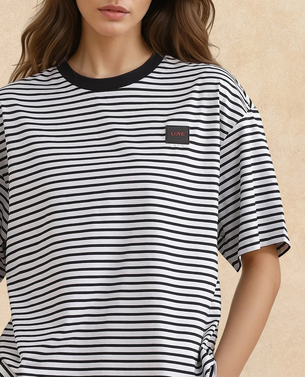 Rareism Women Reph White Cotton Fabric Short Sleeve Relaxed Fit Plain T-Shirt
