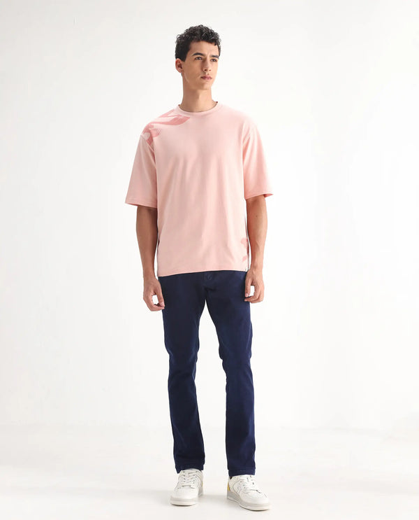 Rare Rabbit Men's Repp Blue Pant Cotton Elastane Fabric Slim Fit Button & Zip Closure Jeans