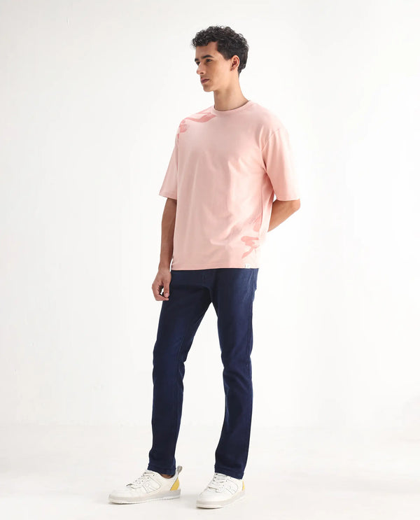 Rare Rabbit Men's Repp Blue Pant Cotton Elastane Fabric Slim Fit Button & Zip Closure Jeans