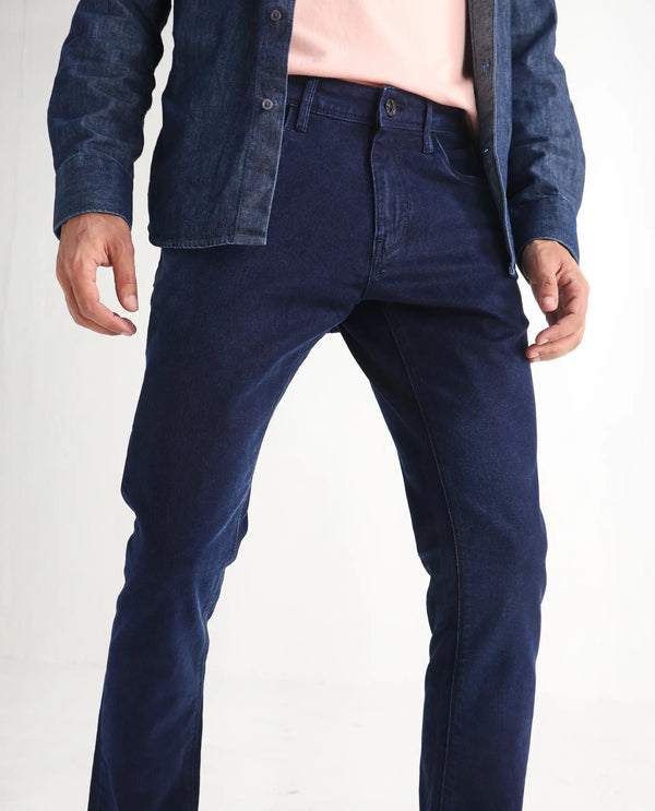 Rare Rabbit Men's Repp Blue Pant Cotton Elastane Fabric Slim Fit Button & Zip Closure Jeans
