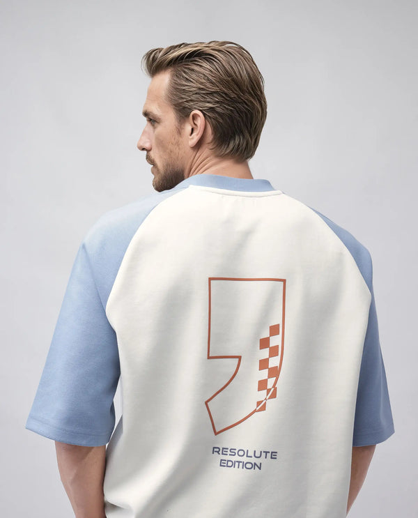 Rare Rabbit Men Revalo Blue Cotton Blend Fabric Half Sleeve Crew Neck Oversized Fit Graphic Print T-Shirt