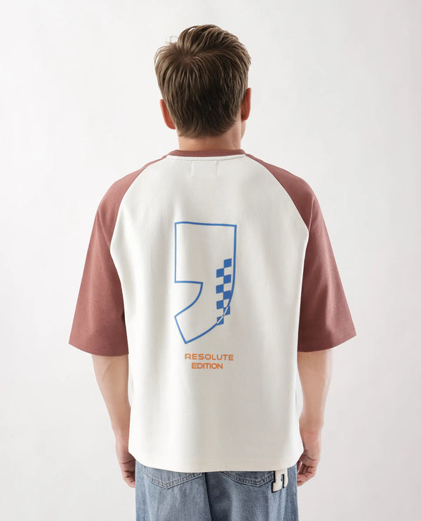 Rare Rabbit Men Revalo Rust Cotton Blend Fabric Half Sleeve Crew Neck Oversized Fit Graphic Print T-Shirt