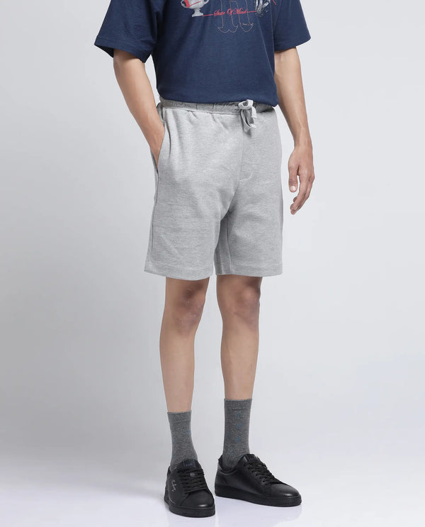 Rare Rabbit Men Rexon Grey Cotton Blend Fabric Relaxed fit Plain Shorts