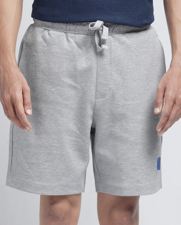 Rare Rabbit Men Rexon Grey Cotton Blend Fabric Relaxed fit Plain Shorts