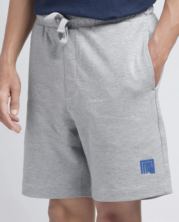 Rare Rabbit Men Rexon Grey Cotton Blend Fabric Relaxed fit Plain Shorts