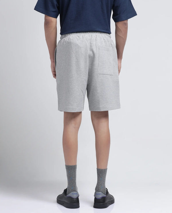Rare Rabbit Men Rexon Grey Cotton Blend Fabric Relaxed fit Plain Shorts
