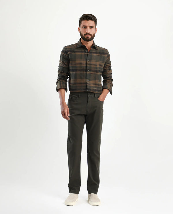 Rare Rabbit Men's Ricl Brown Cotton Fabric Full Sleeves Collared Neck Button Closure Checked Shirt