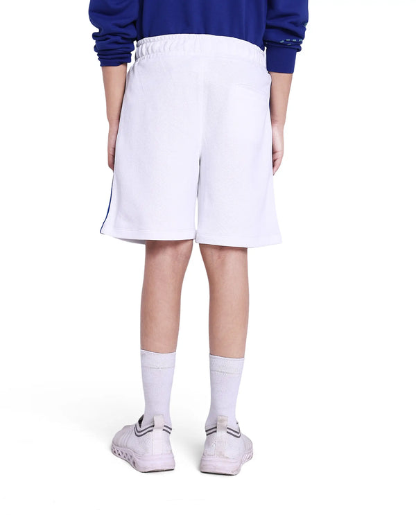Rare Ones Kids Rider White Cotton Poly Cut And Sew Shorts