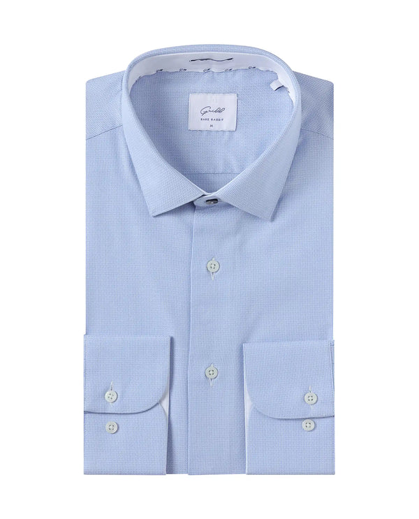 Rare Rabbit Mens Rigor Pastel Blue Full Sleeve Cotton Dobby Weave Regular Fit Solid Shirt