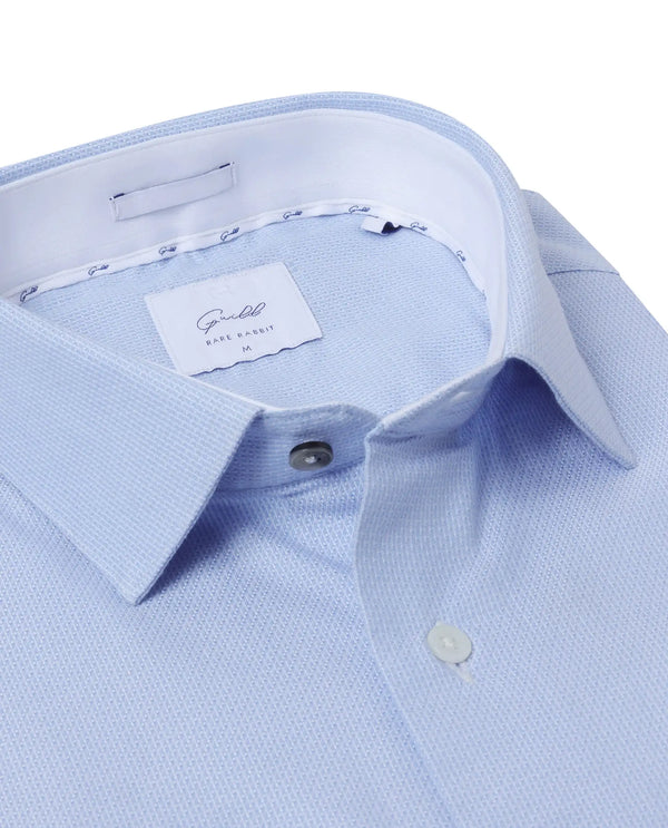 Rare Rabbit Mens Rigor Pastel Blue Full Sleeve Cotton Dobby Weave Regular Fit Solid Shirt