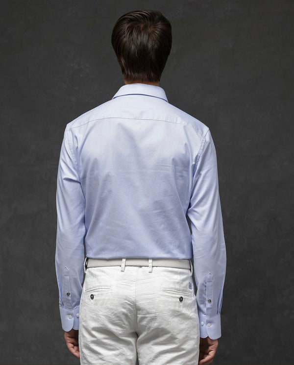 Rare Rabbit Mens Rigor Pastel Blue Full Sleeve Cotton Dobby Weave Regular Fit Solid Shirt