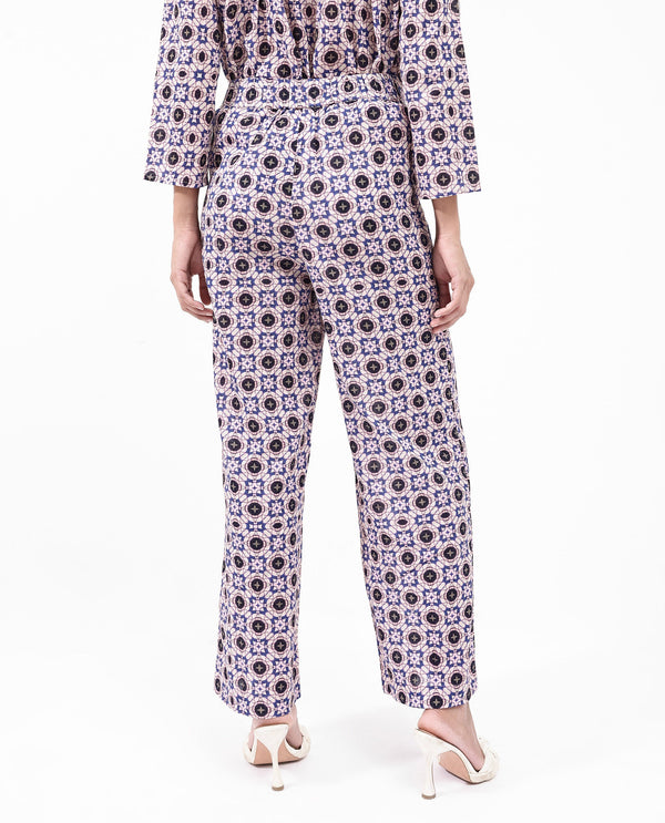Rareism Women Bina-B Multi Straight Fit Abstract Print Ankle Length Trouser