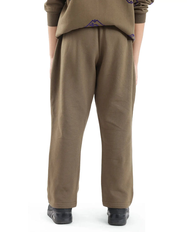 Rare Ones Kids Rinz Olive Cotton Poly Flock Print Trackpant
