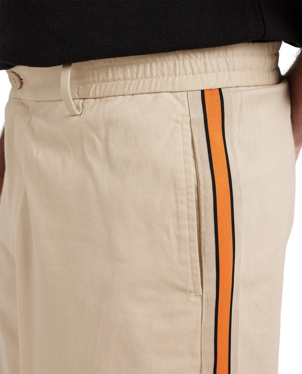 Rare Rabbit Men's Riol Beige Cotton Blend Fabric Wide Leg Fit Plain Trouser