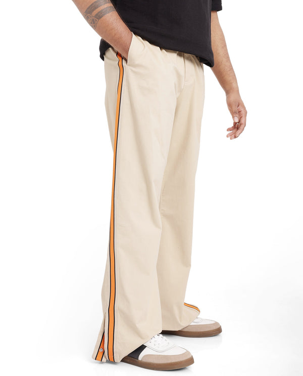 Rare Rabbit Men's Riol Beige Cotton Blend Fabric Wide Leg Fit Plain Trouser