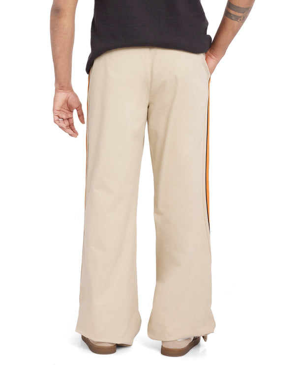 Rare Rabbit Men's Riol Beige Cotton Blend Fabric Wide Leg Fit Plain Trouser