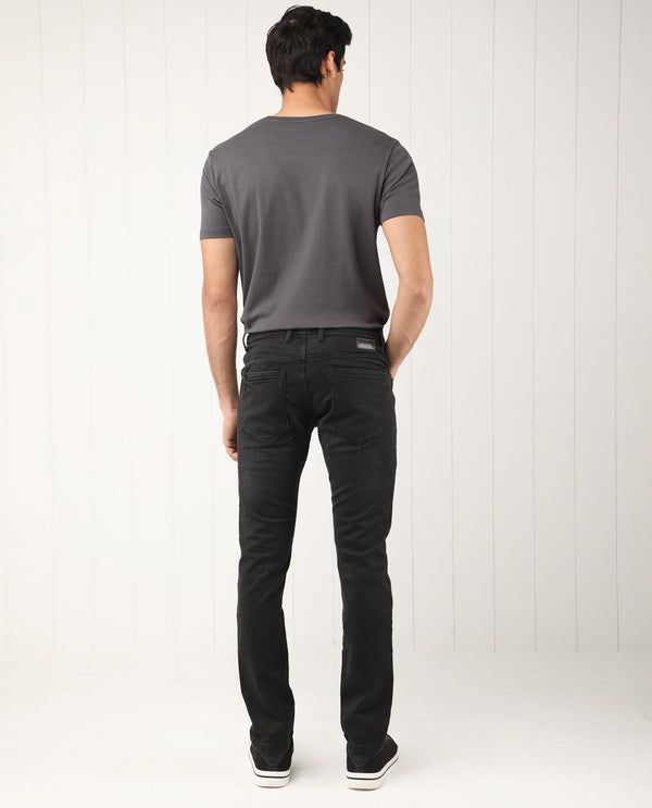 Rare Rabbit Men's Riom Dark Grey Dark Wash Slim Fit Jeans