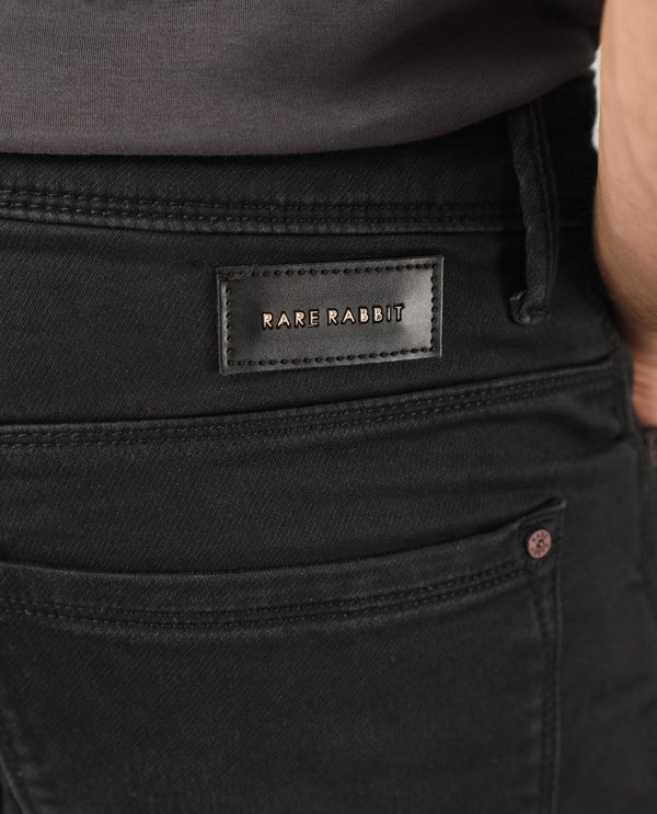 Rare Rabbit Men's Riom Dark Grey Dark Wash Slim Fit Jeans
