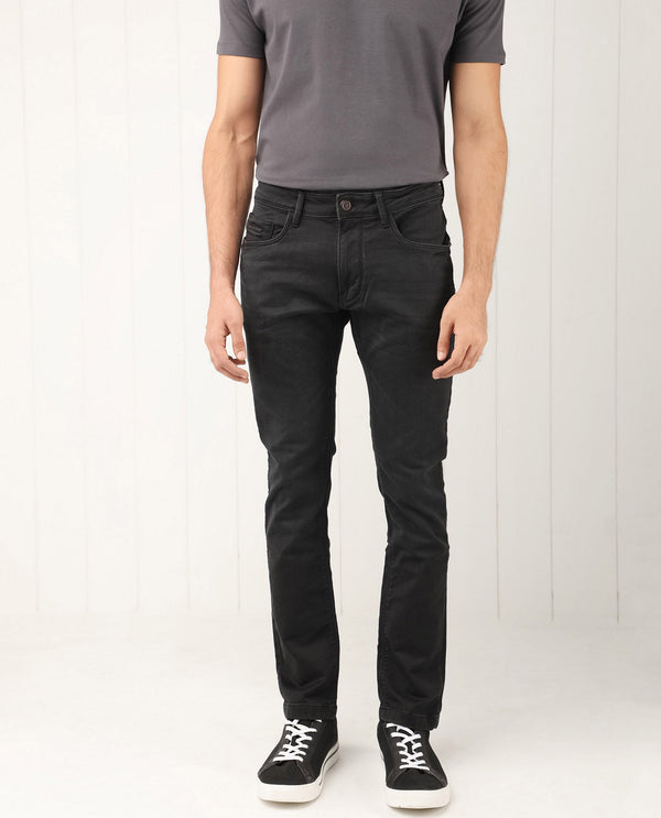 Rare Rabbit Men's Riom Dark Grey Dark Wash Slim Fit Jeans