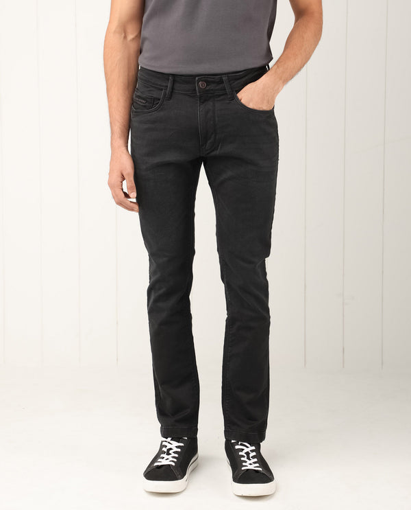 Rare Rabbit Men's Riom Dark Grey Dark Wash Slim Fit Jeans