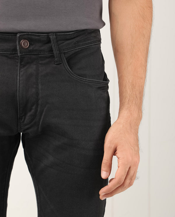 Rare Rabbit Men's Riom Dark Grey Dark Wash Slim Fit Jeans