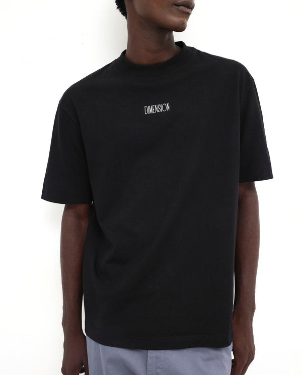 Rare Rabbit Men Ripley Black Cotton Fabric Short Sleeve Crew Neck Oversized Fit Graphic Back Print T-Shirt