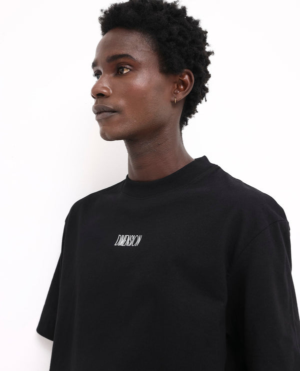 Rare Rabbit Men Ripley Black Cotton Fabric Short Sleeve Crew Neck Oversized Fit Graphic Back Print T-Shirt