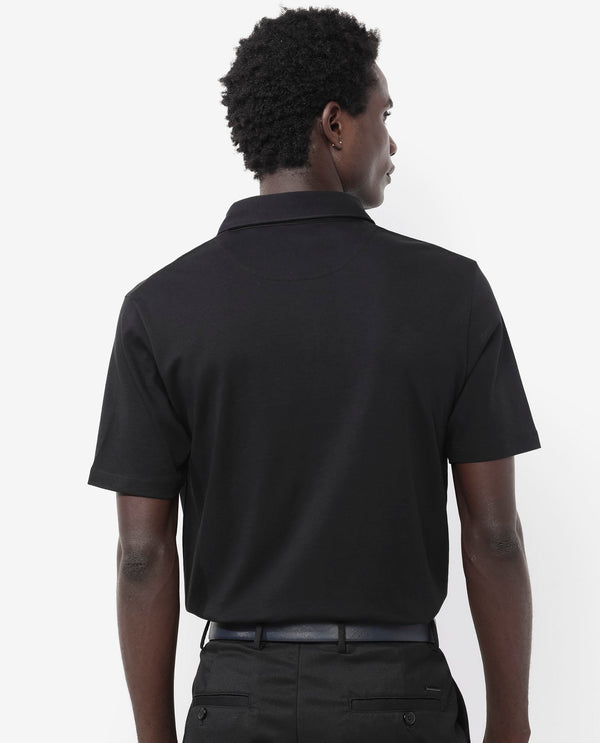 Rare Rabbit Men's Ritz Black Cotton Fabric Short Sleeve Regular Fit Solid Polo T-Shirt