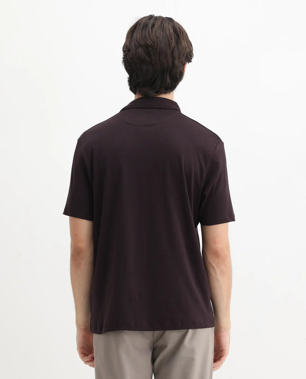 Rare Rabbit Men's Ritz Brown Cotton Fabric Short Sleeve Regular Fit Solid Polo T-Shirt