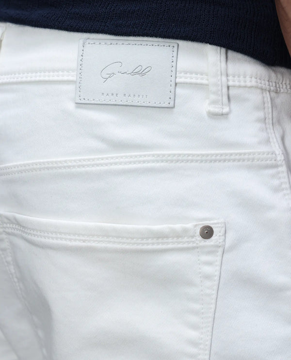 Rare Rabbit Mens Rivol Off White Cotton Polyester Rinse Wash Solid Slim Fit Jeans