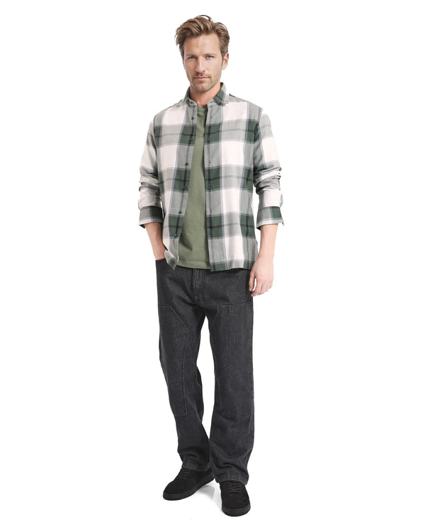 Rare Rabbit Men Rock Ford-2 Green Cotton Fabric Full Sleeve Regular Fit Graphic Backprint Checked Shirt