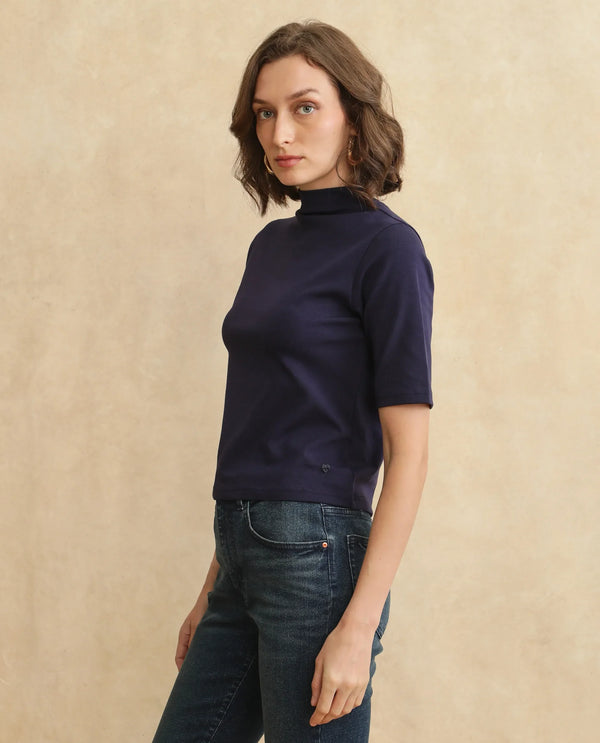 Rareism Women Rohdrio Dusky Purple Knitted Plain Top