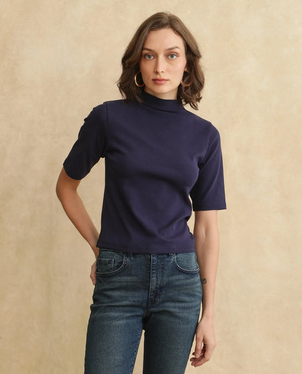 Rareism Women Rohdrio Dusky Purple Knitted Plain Top