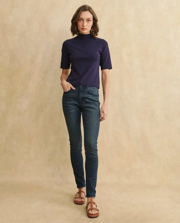 Rareism Women Rohdrio Dusky Purple Knitted Plain Top