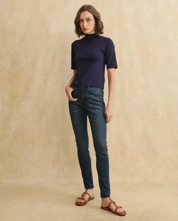 Rareism Women Rohdrio Dusky Purple Knitted Plain Top