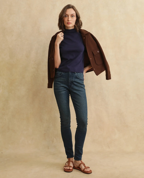 Rareism Women Rohdrio Dusky Purple Knitted Plain Top