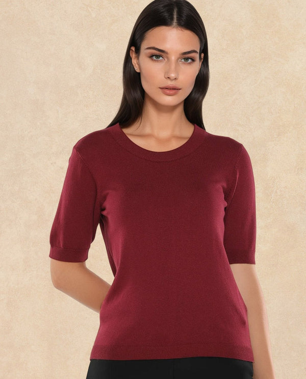 Rareism Women Rohrdo Purple Plain Crew Neck Plain Sweater